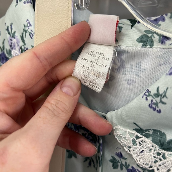 Vintage Haband Floral Knee Length Dress - Mint and Lavender - Picture 2 of 6